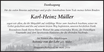 Traueranzeige von Karl-Heinz Müller 