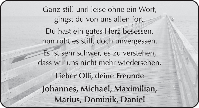  Traueranzeige für Oliver Witzel vom 26.03.2016 aus 