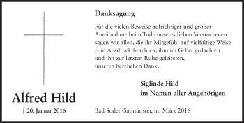 Traueranzeige von Alfred Hild 