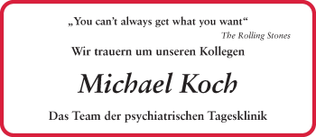 Traueranzeige von Michael Koch 
