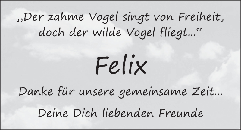  Traueranzeige für Felix Becker vom 21.04.2016 aus 