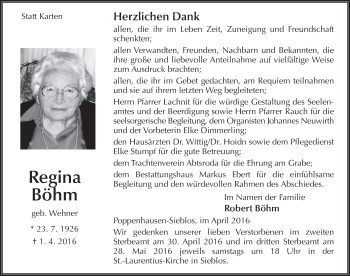 Traueranzeige von Regina Böhm 