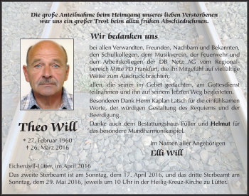 Traueranzeige von Theo Will 
