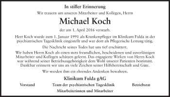 Traueranzeige von Michael Koch 