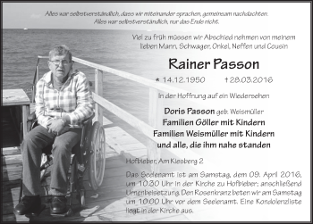Traueranzeige von Rainer Passon 