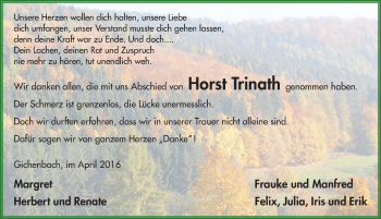 Traueranzeige von Horst Trinath 