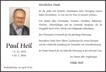 Traueranzeige von Paul Heil 