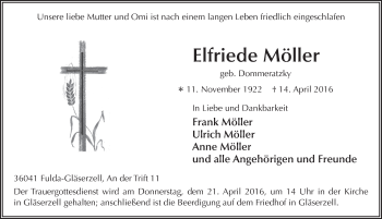 Traueranzeige von Elfriede Möller 