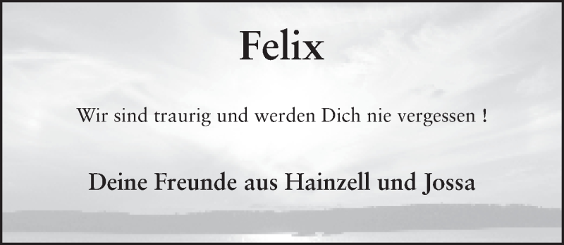  Traueranzeige für Felix Becker vom 21.04.2016 aus 