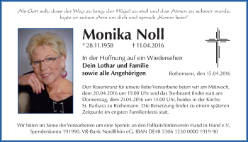 Traueranzeige von Monika Noll 