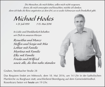 Traueranzeige von Michael Hodes 