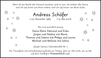 Traueranzeige von Andreas Schäfer 