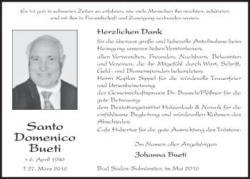 Traueranzeige von Santo Domenico Bueti 