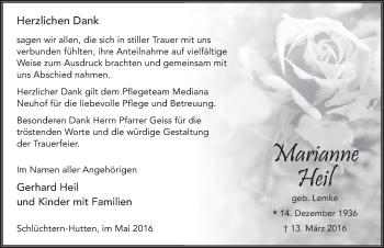 Traueranzeige von Marianne Heil 