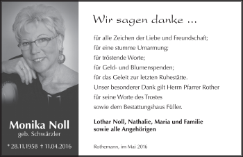 Traueranzeige von Monika Noll 