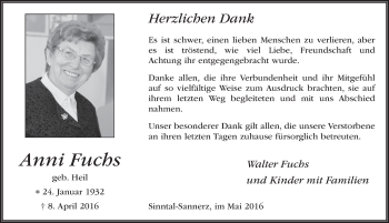 Traueranzeige von Anni Fuchs 
