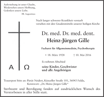 Traueranzeige von Heinz-Jürgen Gille 