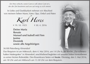 Traueranzeige von Karl Heres 