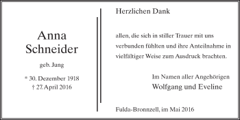 Traueranzeige von Anna Schneider 