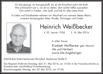 Traueranzeige von Heinrich Weißbecker 