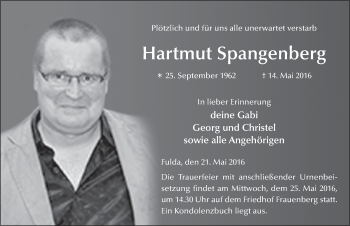 Traueranzeige von Hartmut Spangenberg 