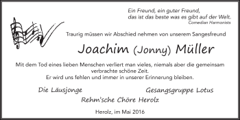 Traueranzeige von Joachim Müller 