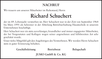 Traueranzeige von Richard Schuchert 