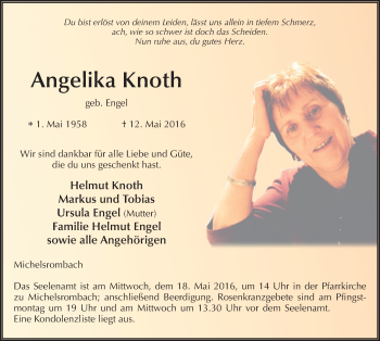 Traueranzeige von Angelika Knoth 