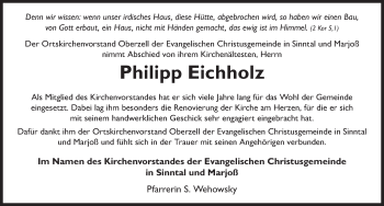 Traueranzeige von Philipp Eichholz 