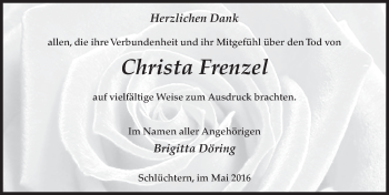 Traueranzeige von Christa Frenzel 