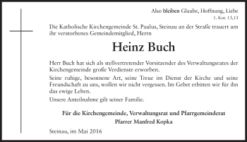 Traueranzeige von Heinz Buch 