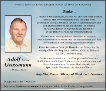 Traueranzeige von Adolf Grossmann 