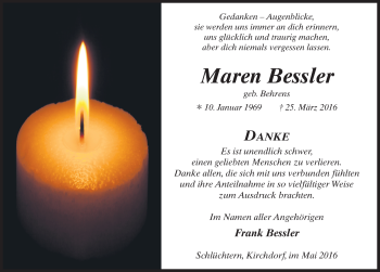 Traueranzeige von Maren Bessler 