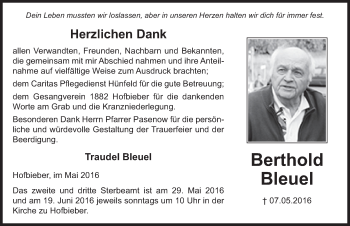 Traueranzeige von Berthold Bleuel 