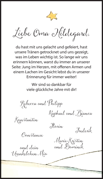 Traueranzeige von Hildagard Wiegand 