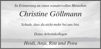 Traueranzeige von Christine Göllmann 
