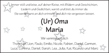 Traueranzeige von Maria Schramm 