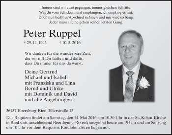 Traueranzeige von Peter Ruppel 