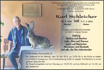 Traueranzeige von Karl Schleicher 