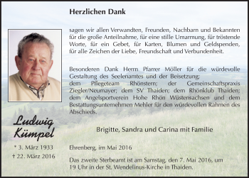 Traueranzeige von Ludwig Kümpel 