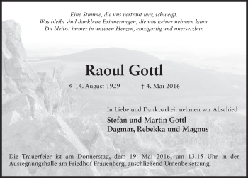 Traueranzeige von Raoul Gottl 