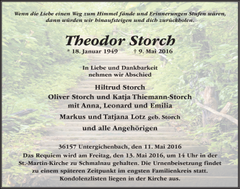 Traueranzeige von Theodor Storch 