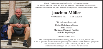 Traueranzeige von Joachim Müller 