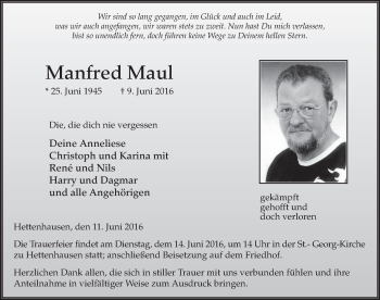 Traueranzeige von Manfred Maul 