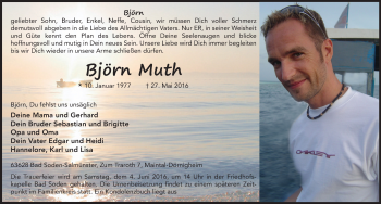 Traueranzeige von Björn Muth 