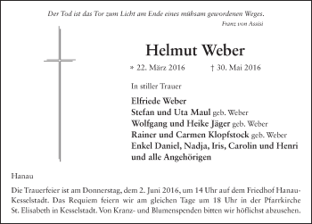 Traueranzeige von Helmut Weber 