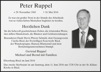 Traueranzeige von Peter Ruppel von Fuldaer Zeitung