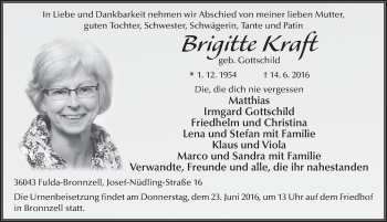 Traueranzeige von Brigitte Kraft 