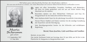Traueranzeige von Maria Schramm 