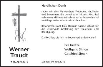 Traueranzeige von Werner Traudt 